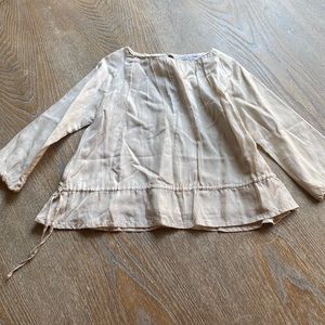 Little Paul & joe beige sz 4 girls cream silk cotton top bows